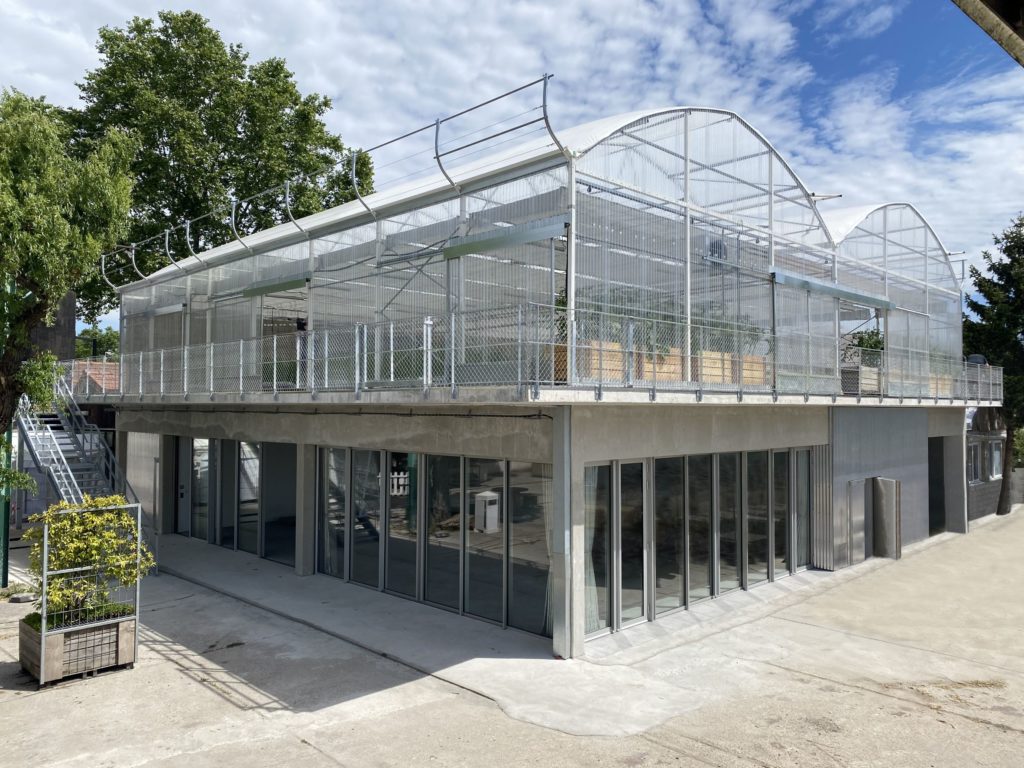 Projet finalisé serre sur toit ferme ouverte pour la culture de végétaux